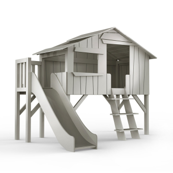 Lit Cabane et Toboggan plateforme - Gris Ciment Mathy by Bols