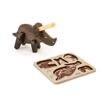 Puzzle Triceratops à assembler - Chêne foncé Bajo