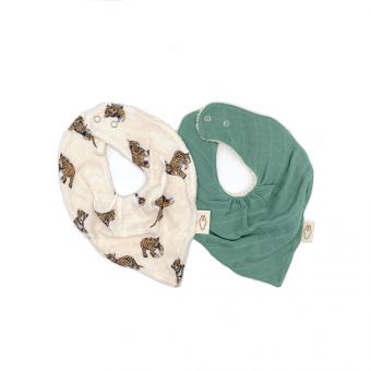 Set de 2 Bavoirs Bandana MAEL Tigre Milinane
