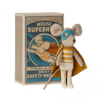 Souris Super-Héros Petit Frère dans sa boîte Maileg