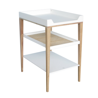 Table à langer Bois et Cannage Rotin Nami - Blanc Théo