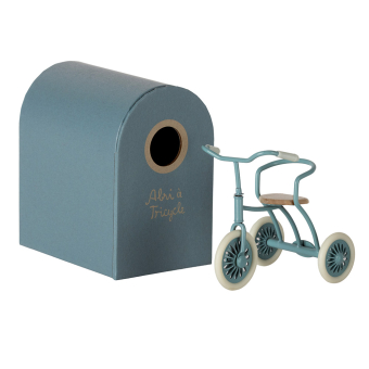 Tricycle Miniature et son abri - Bleu Maileg