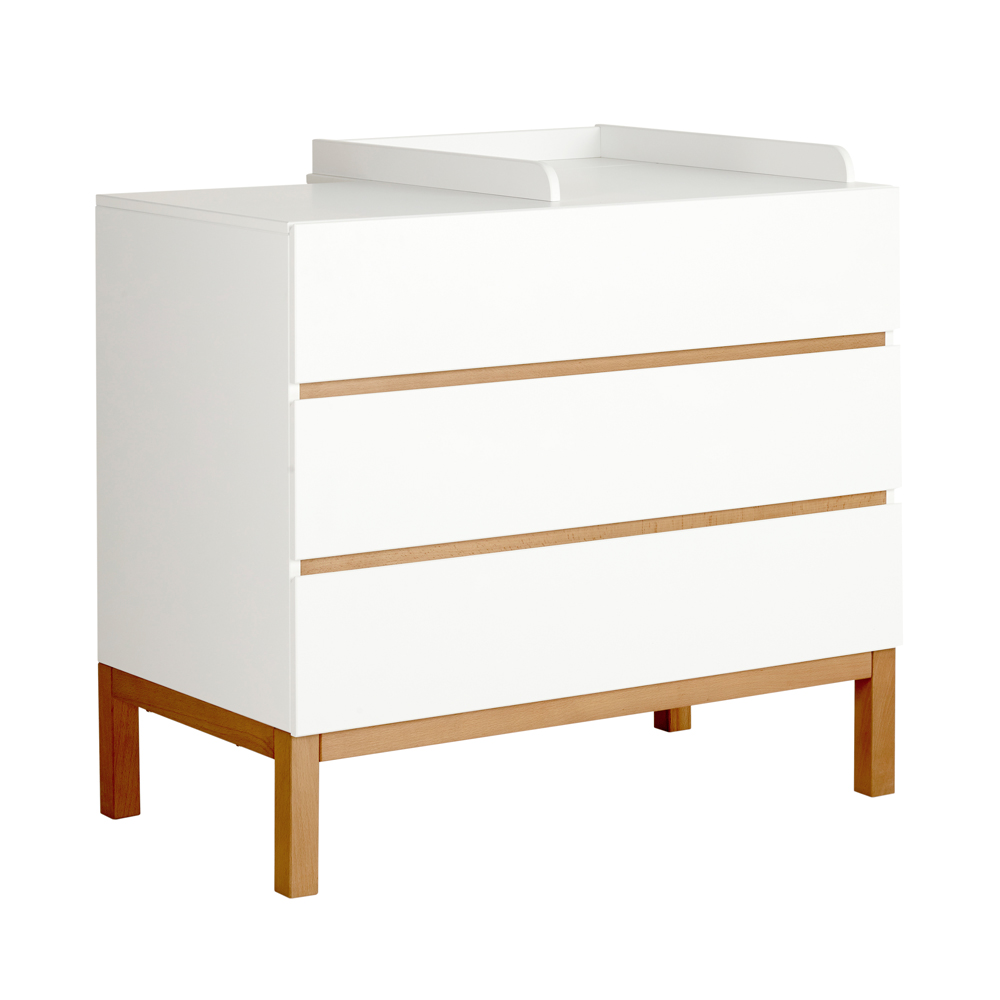 Commode à langer 3 tiroirs Indigo - Blanc - Quax