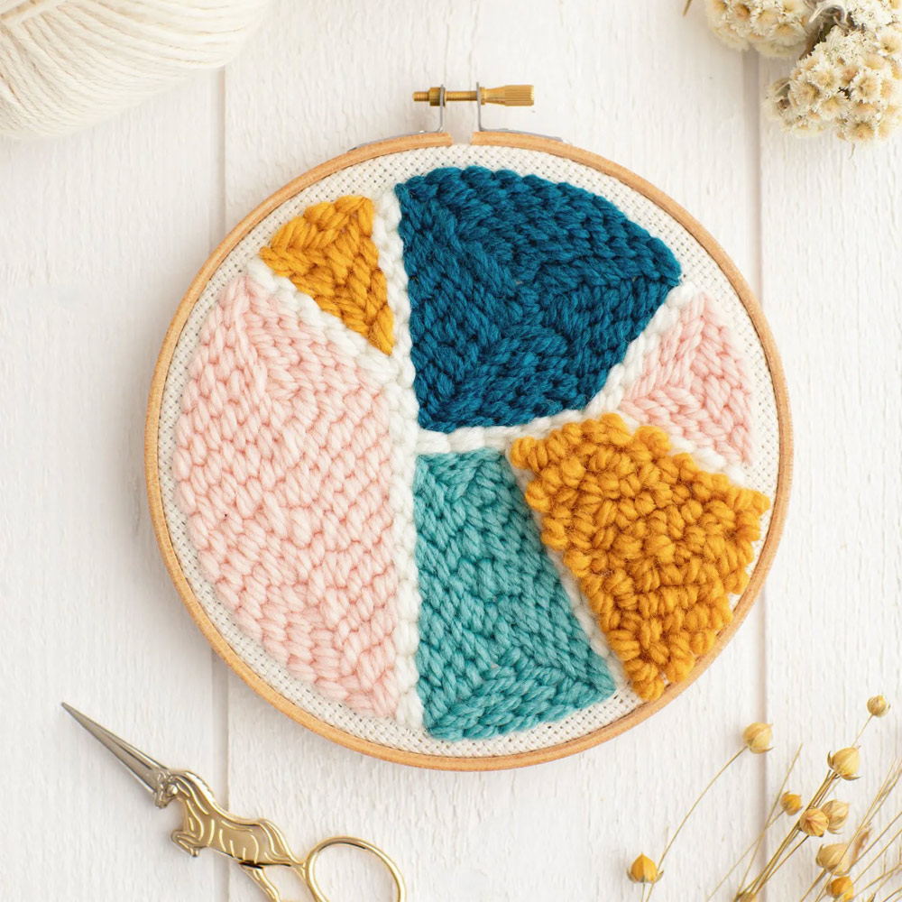 Kit Punch Needle Champignon Pour Débutants – Broderie Aiguille à Poinçon DIY Avec Instructions Et Cercle 20 Cm