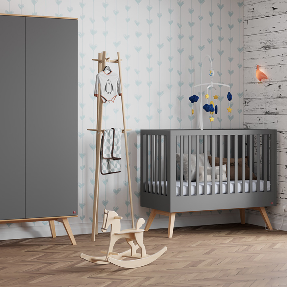 Lit bébé 60 x 120 Nature - Gris anthracite - Vox