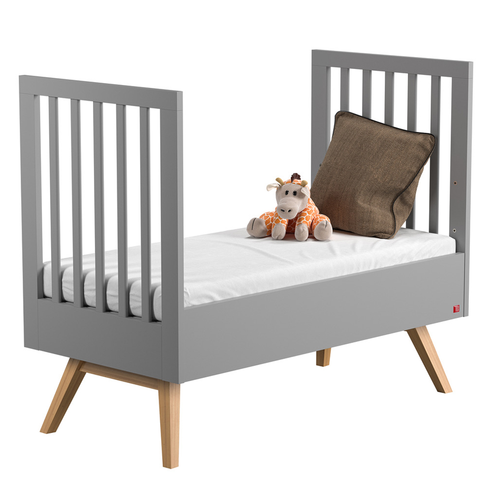 Lit bébé évolutif 70 x 140 Nature - Gris anthracite - Vox