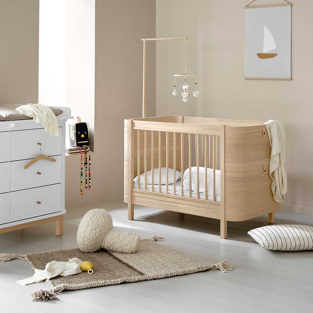 Lit bébé évolutif Mini+ Wood sans kit de conversion - Chêne Oliver Furniture