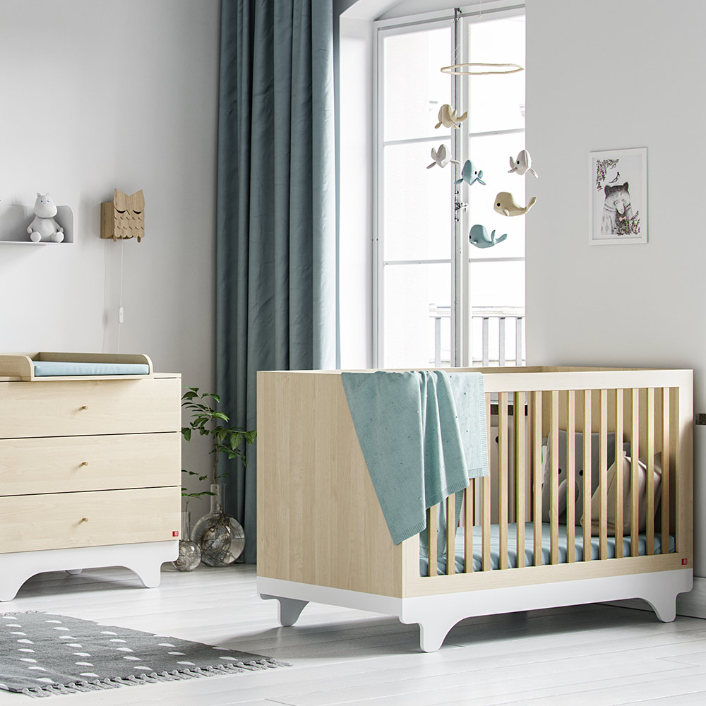 Lit bébé évolutif Playwood - Bouleau/Blanc - Vox