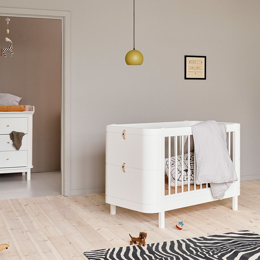 Lit bébé évolutif Mini+ Wood sans kit de conversion - Blanc Oliver Furniture