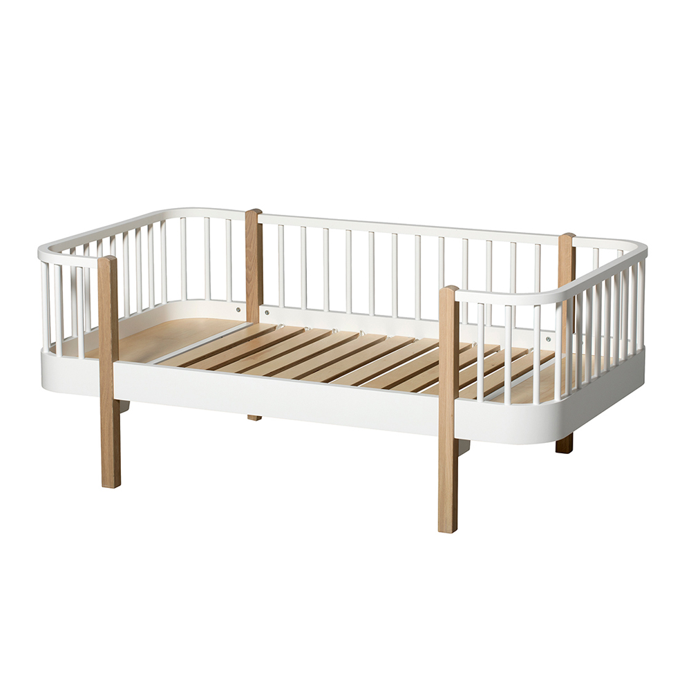 Lit junior banquette Wood - Blanc/Chêne - Oliver Furniture