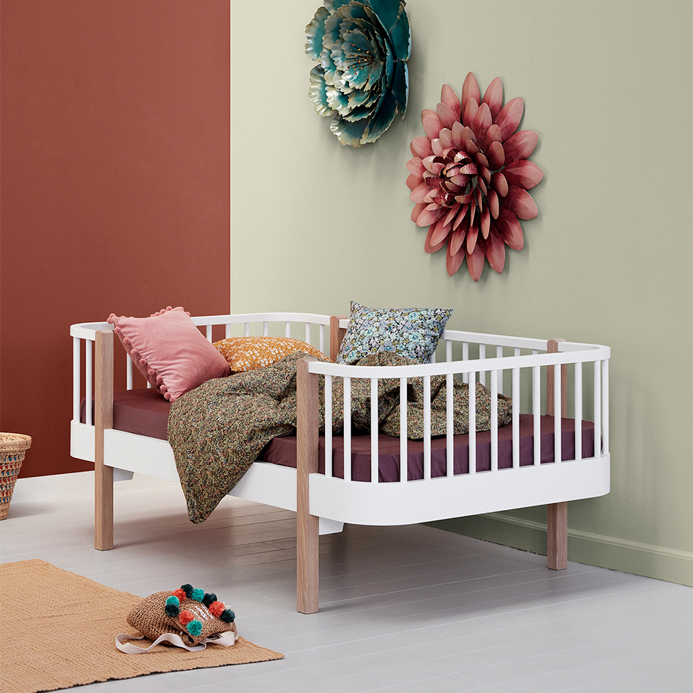 Lit junior banquette Wood - Blanc/Chêne - Oliver Furniture