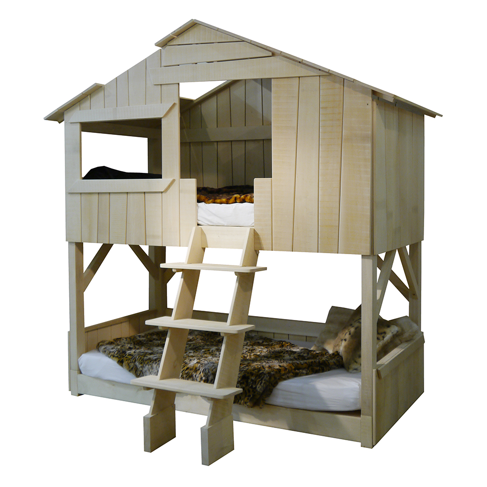 Lit Cabane superposé Tilleul - Naturel - Mathy by Bols
