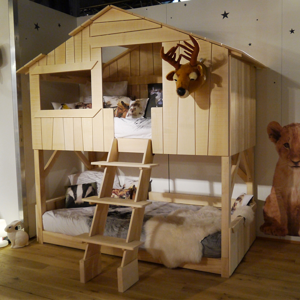 Lit Cabane superposé Tilleul - Naturel - Mathy by Bols