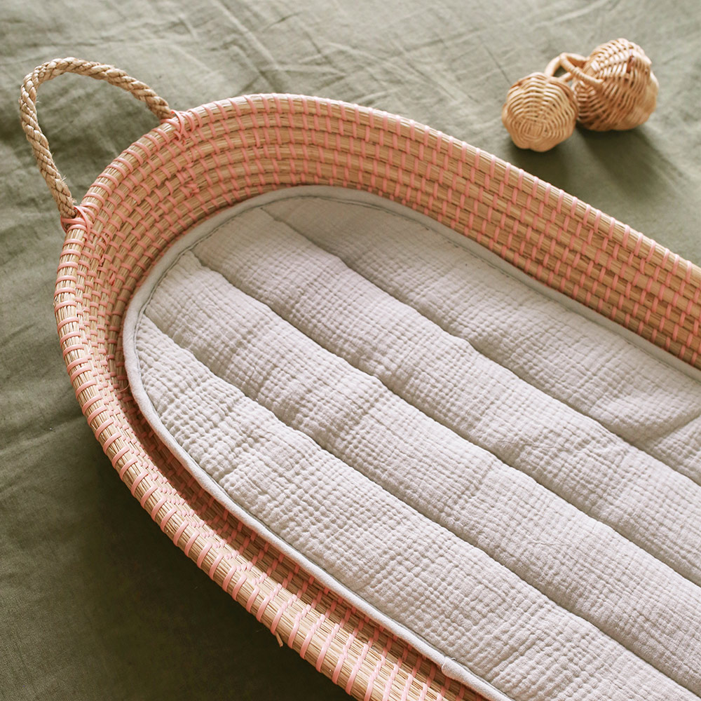 Matelas à langer ovale Luxe - Avoine - Olli Ella