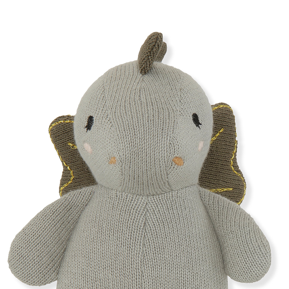 Mini doudou hochet Dragon - Gris vert Konges Slojd