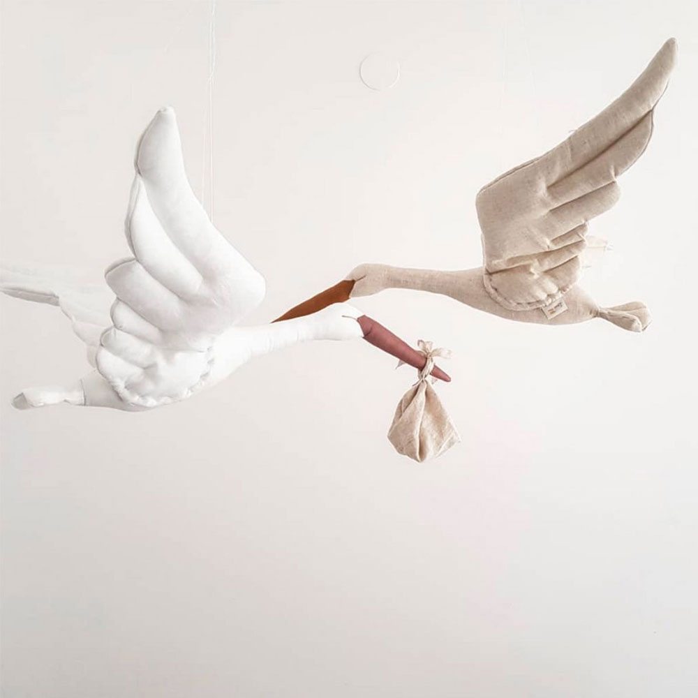 Mobile Cigogne et son sac - Blanc Les Enfants du Design