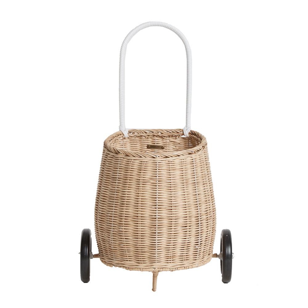 Panier à roulettes en rotin Luggy enfant - Paille - Olli Ella