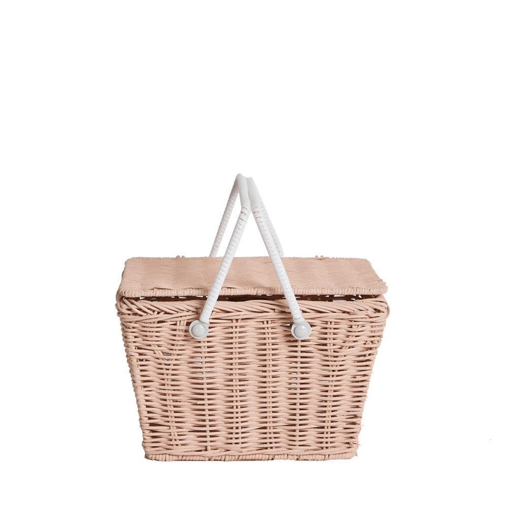 Panier en rotin Piki - Rose poudré - Olli Ella