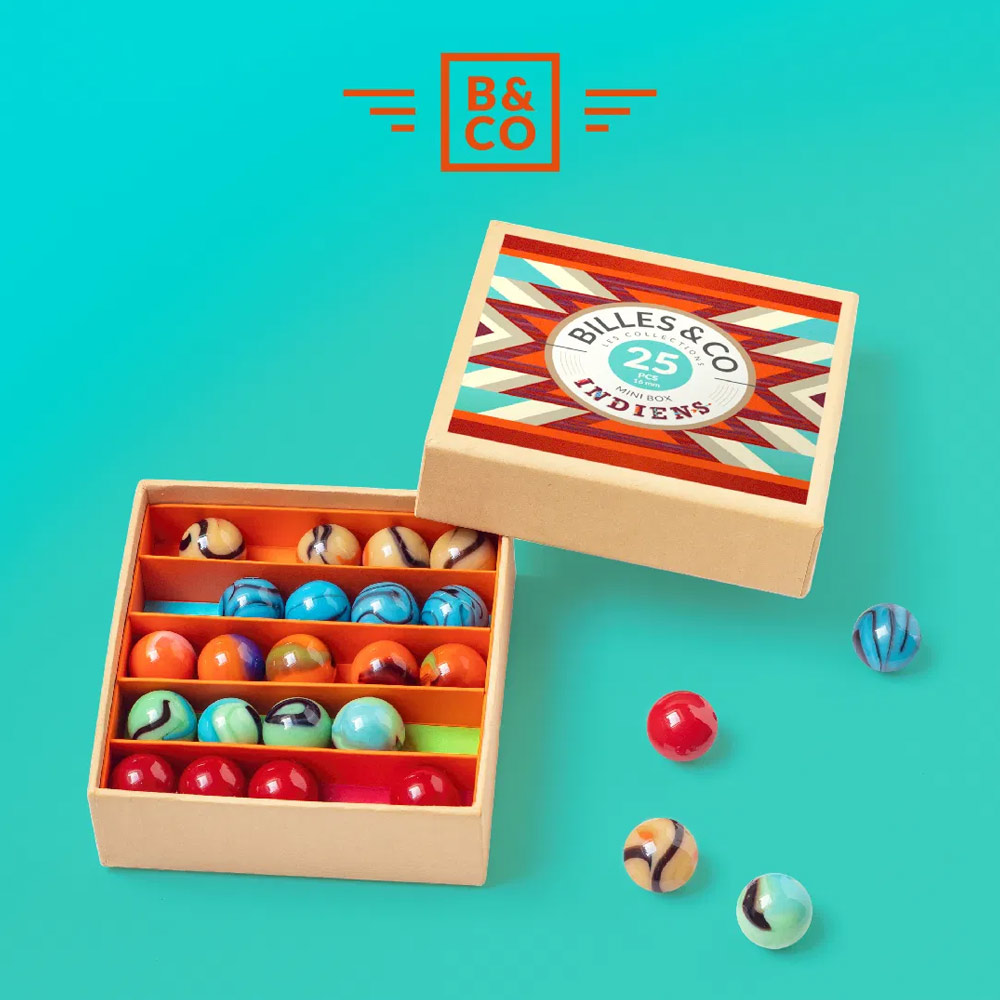 Petit Coffret de 25 Billes - Indiens - Billes and Co