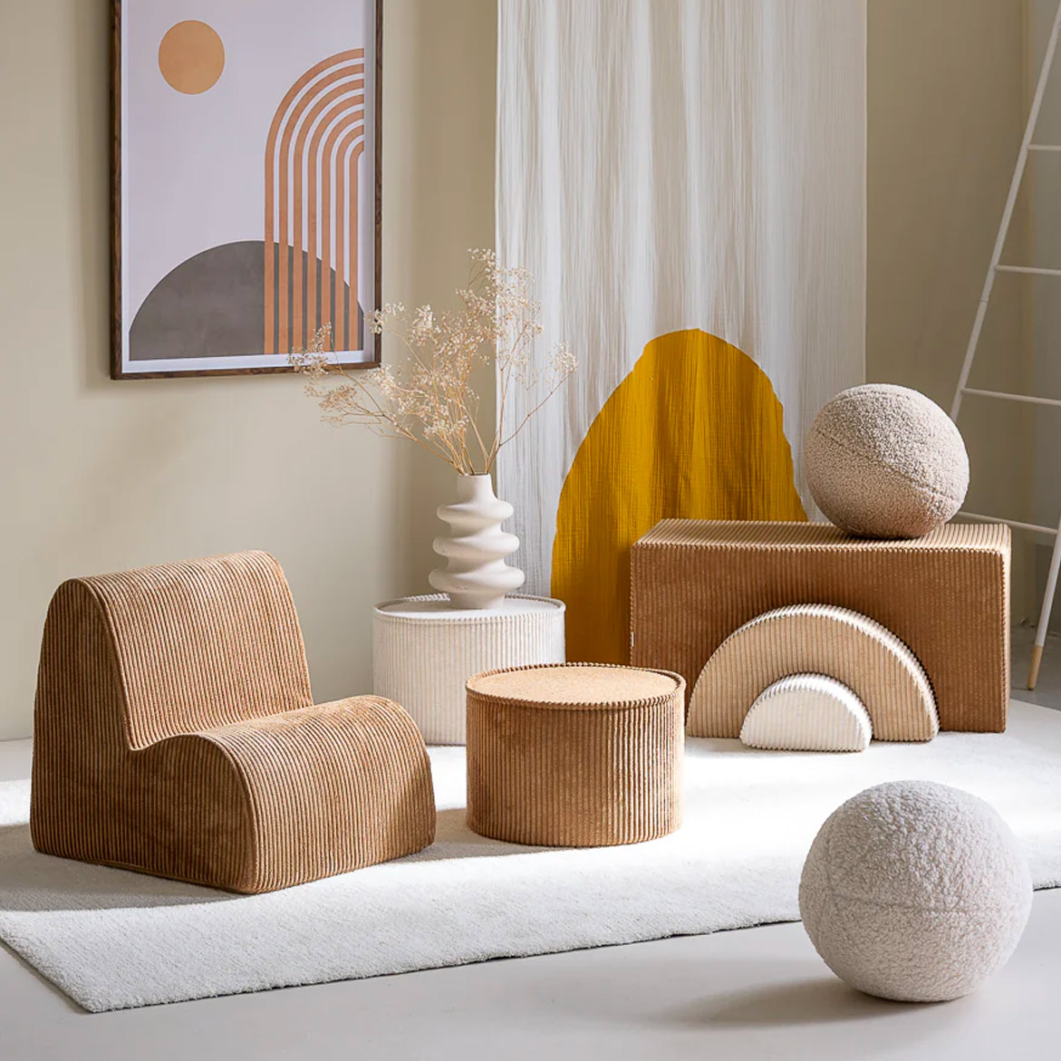 Pouf en velours côtelé - Toffee Wigiwama