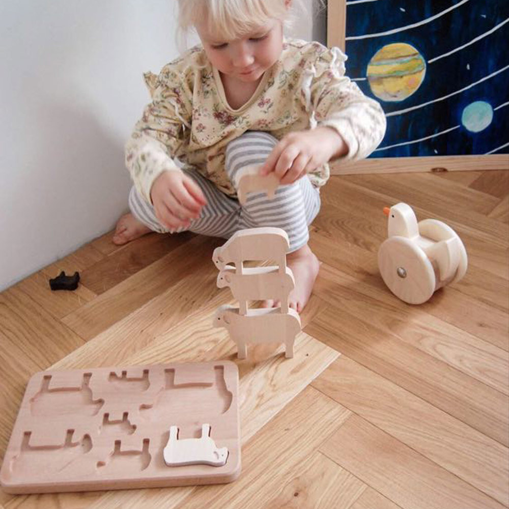 Puzzle à formes Moutons en bois Bajo