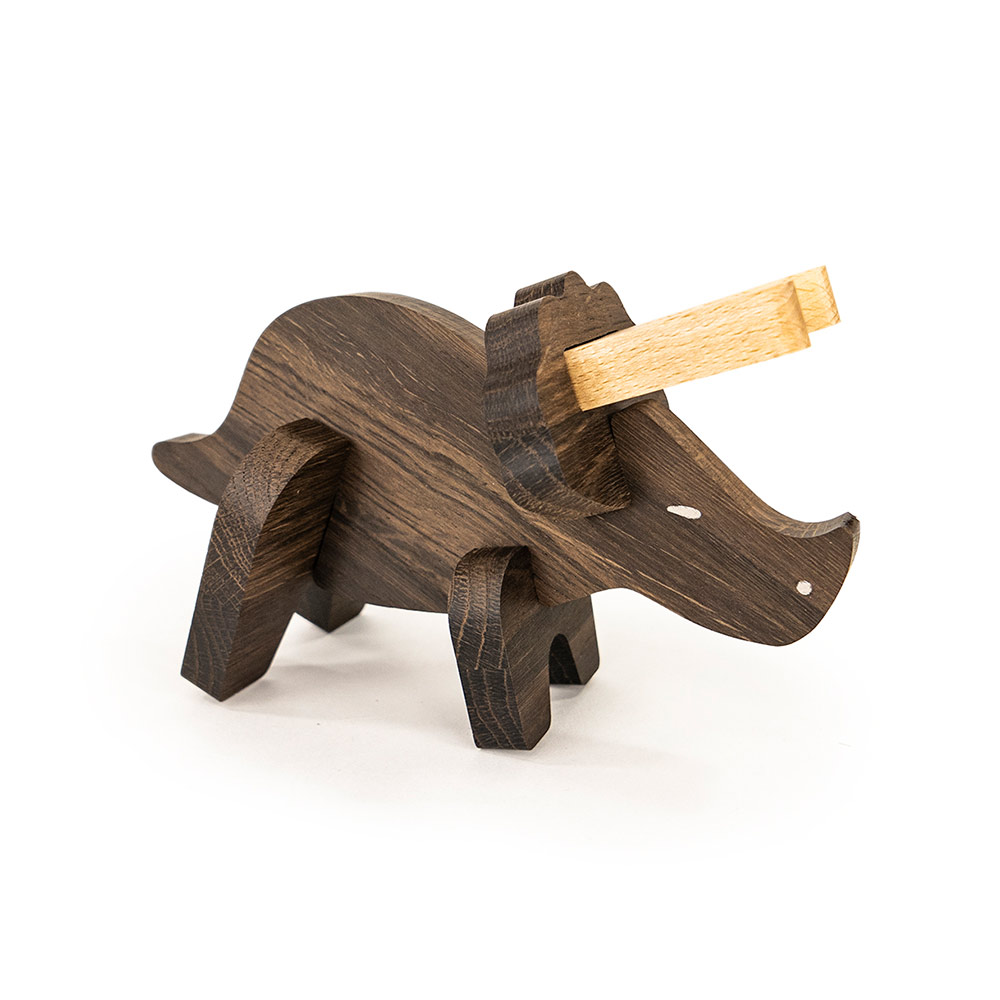 Puzzle Triceratops à assembler - Chêne foncé Bajo