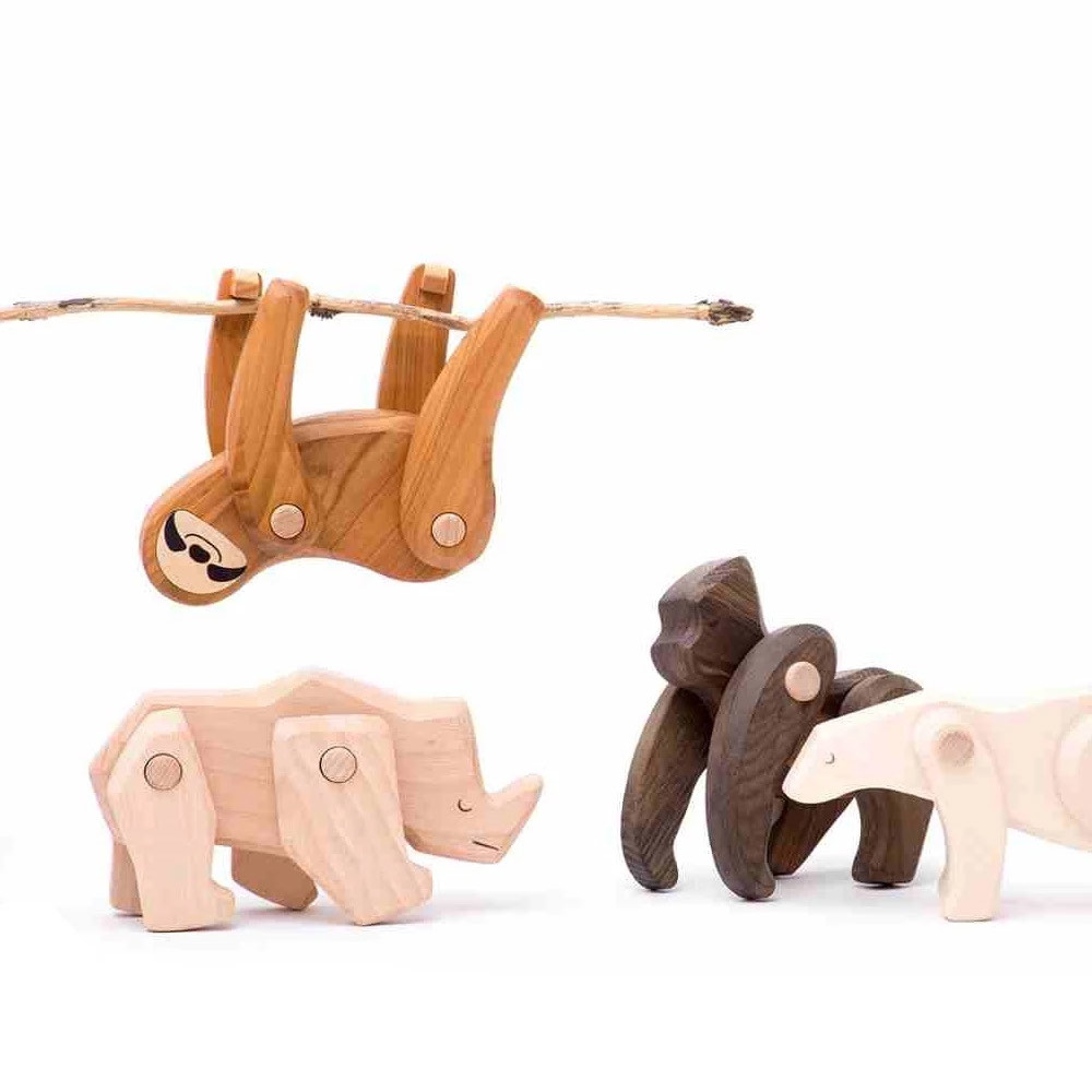 Rhinocéros en bois articulé Bajo