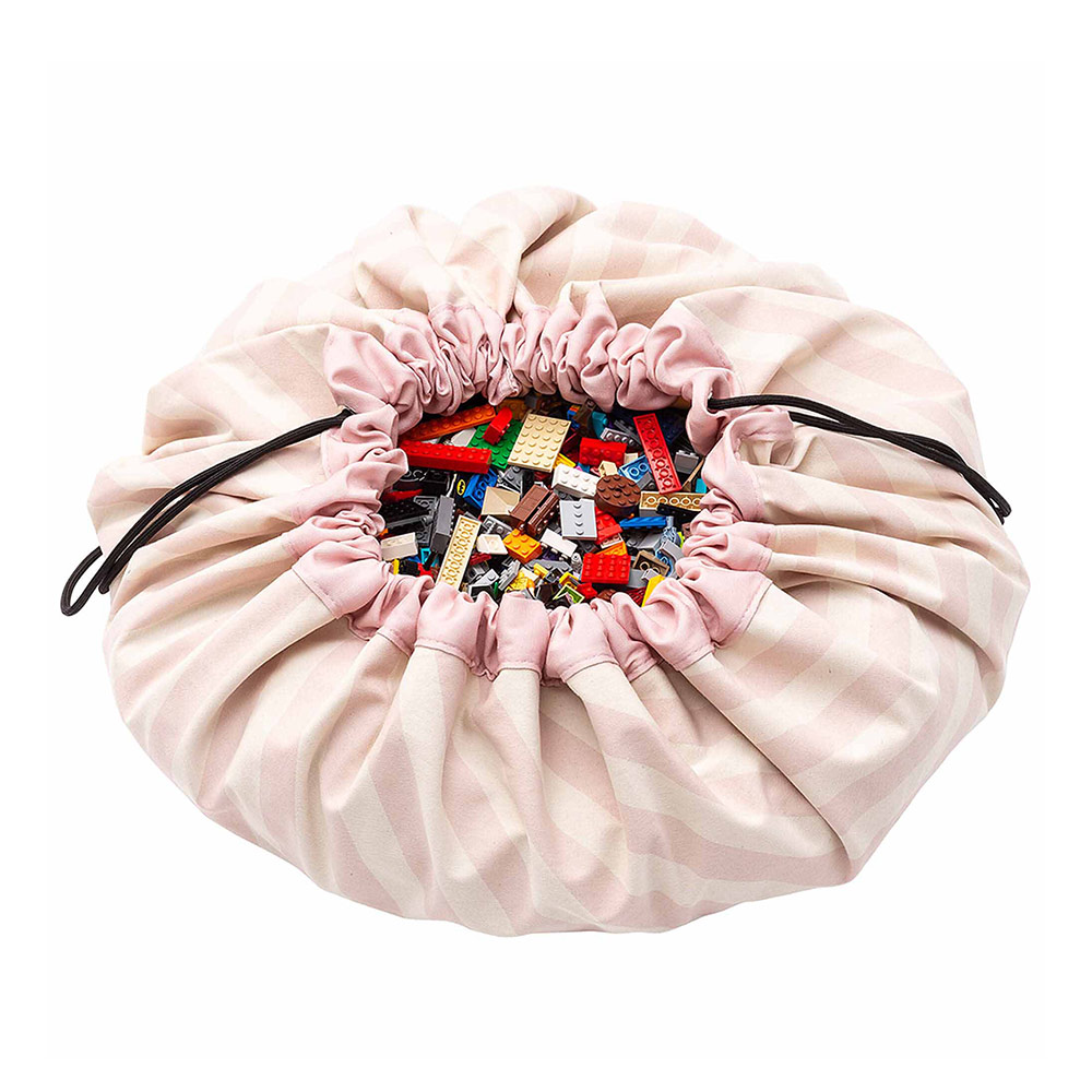 Sac - Tapis de jeux Rayures - Rose poudré - Play et Go