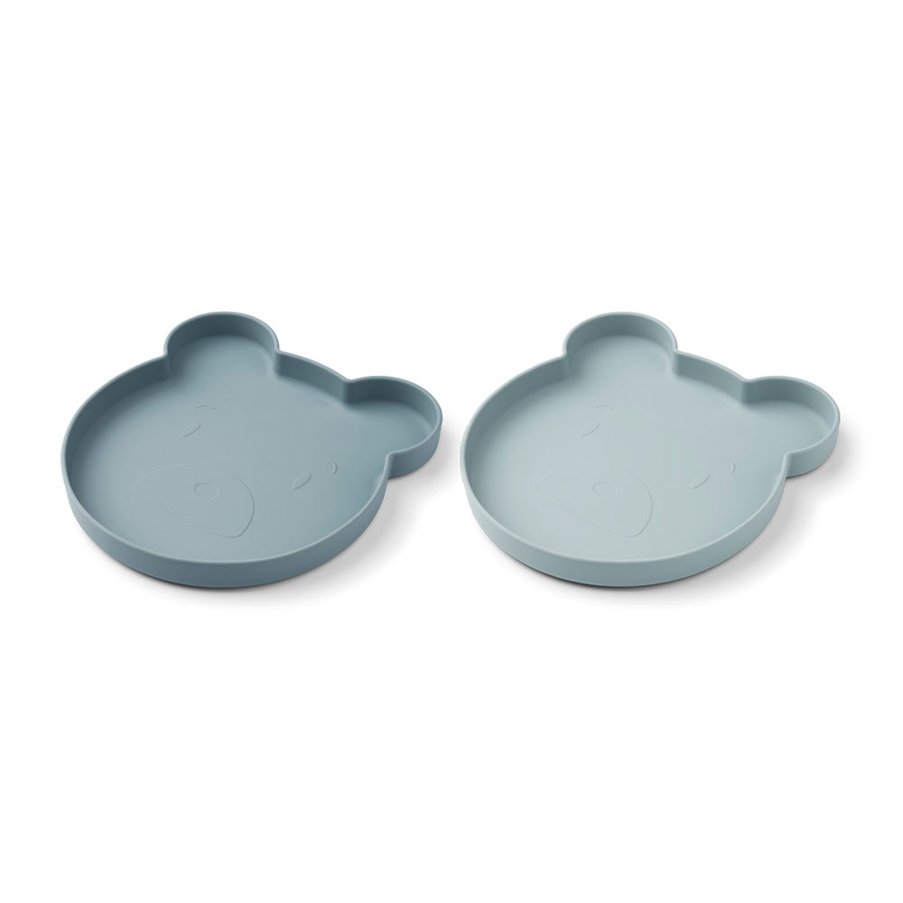 Set de 2 Assiettes plates Mr. Bear Marty - Bleu mix - Liewood