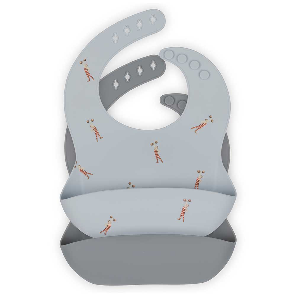 Brunoko Set Bébé 3 En 1 : 2 Bavoirs Silicone + Couverts Pliables Cuillère Fourchette - Sans BPA