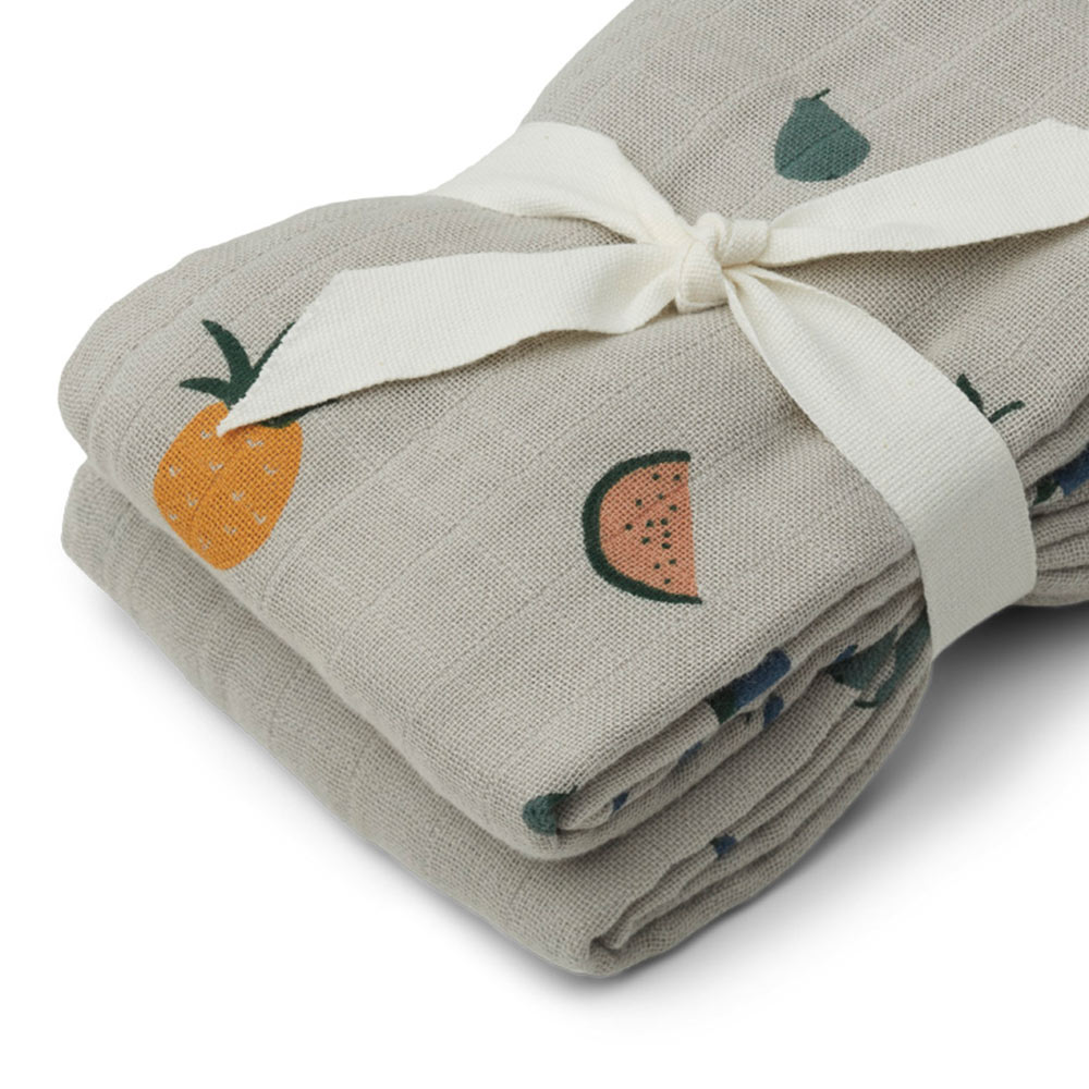 Set de 2 Langes Lewis Fruit - Bleu clair - Liewood