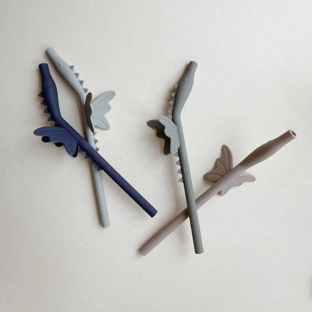 Set de 4 pailles Dragon - Vert mix Konges Slojd