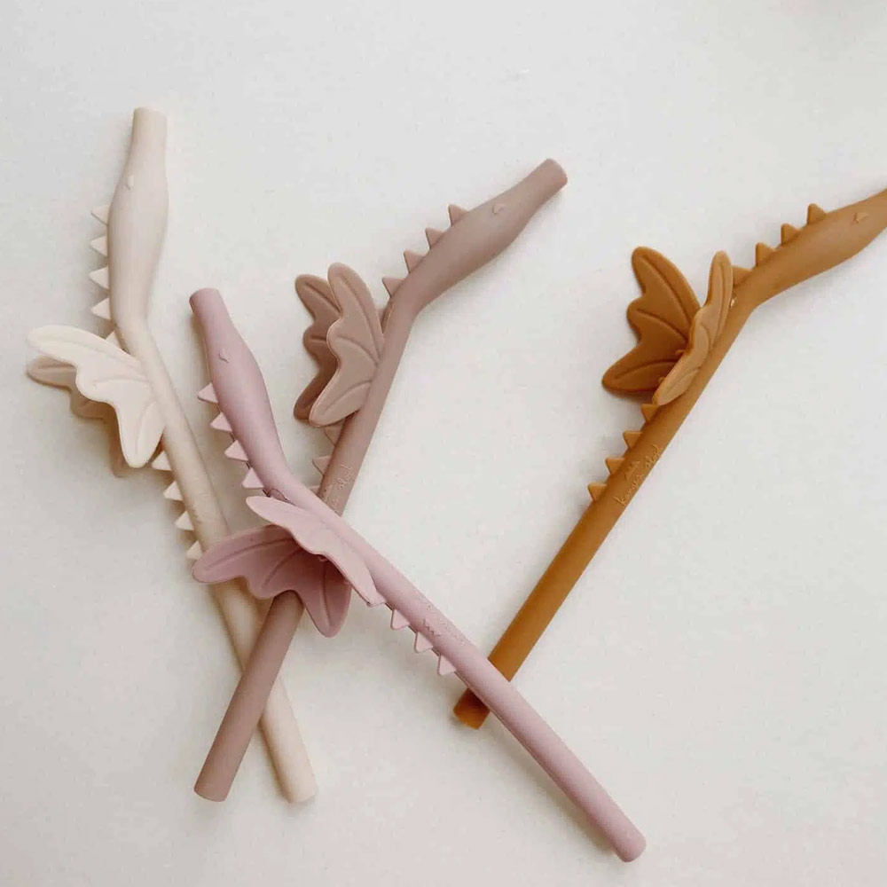 Set de 4 pailles Dragon - Rose mix Konges Slojd