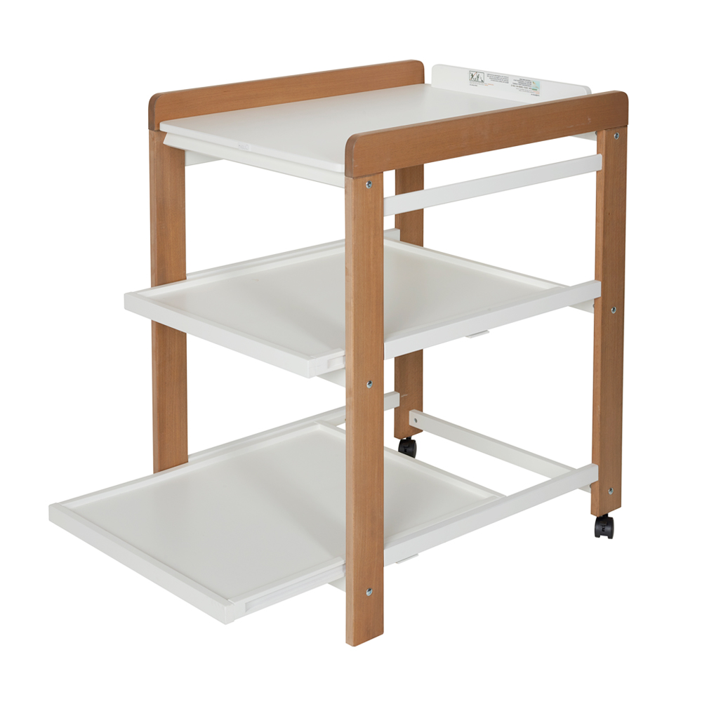 Table à langer Comfort avec roues - Blanc/Naturel - Quax