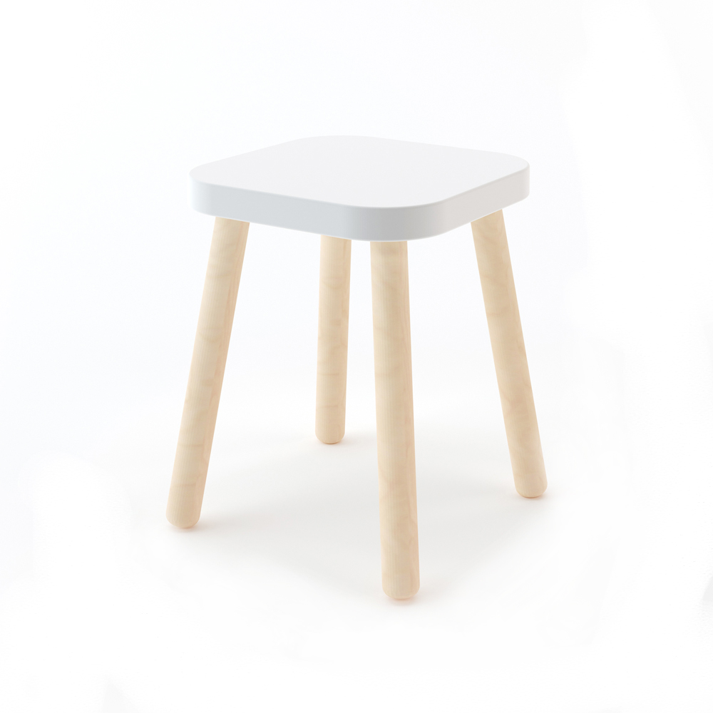 Tabouret carré évolutif - Blanc/Bouleau - Oeuf NYC