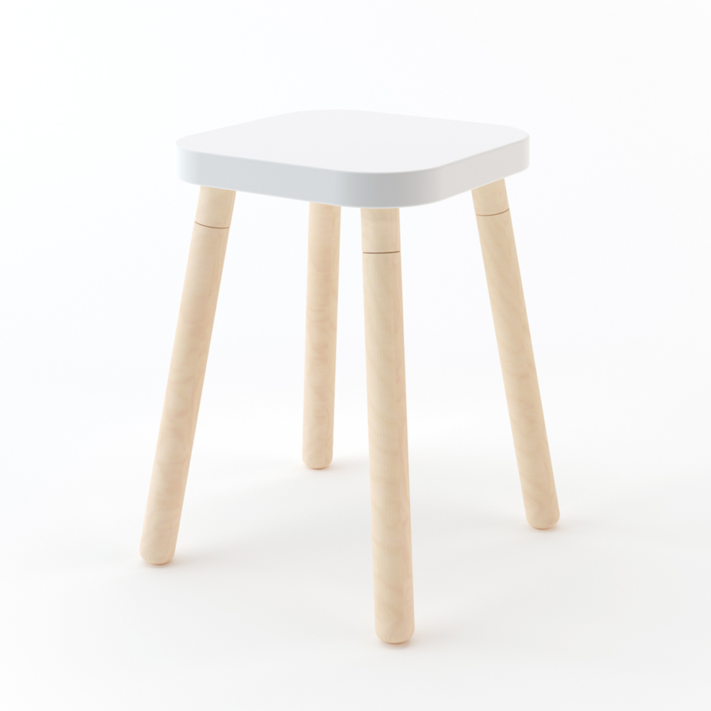 Tabouret carré évolutif - Blanc/Bouleau - Oeuf NYC