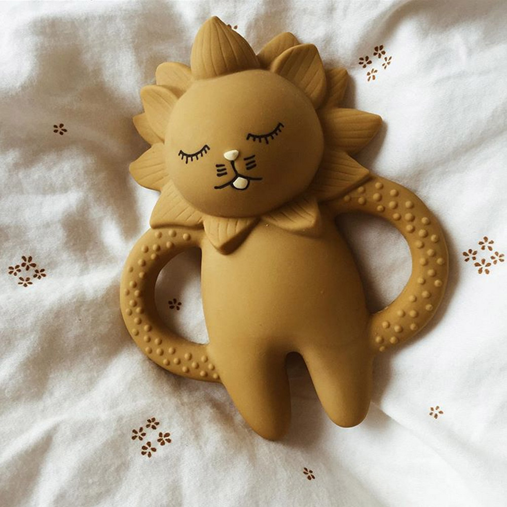 Anneau hochet de dentition Lion - Moutarde - Konges Slojd