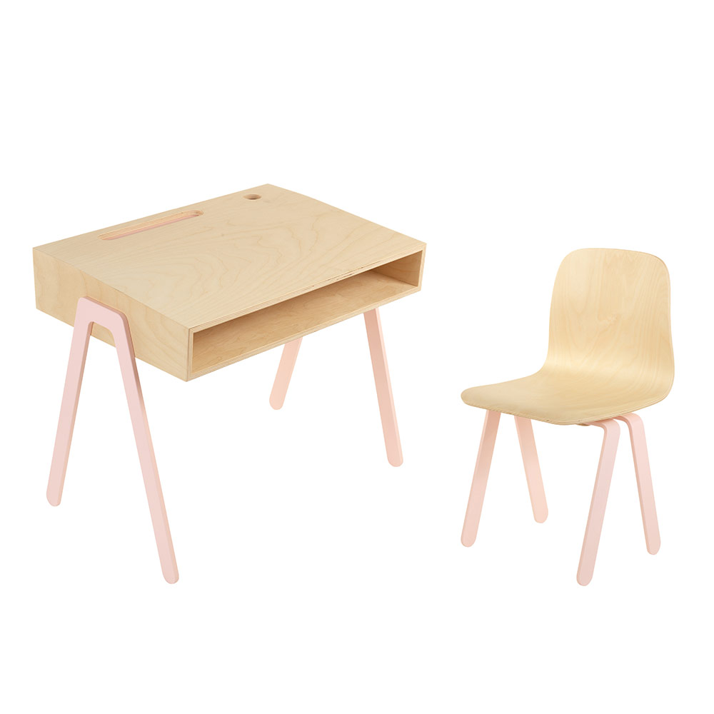 Bureau et chaise enfant 2-6 ans - Rose poudré - In2wood