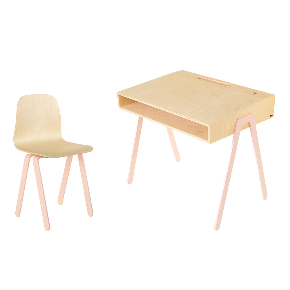 Bureau et chaise junior 7-10 ans - Rose poudré - In2wood
